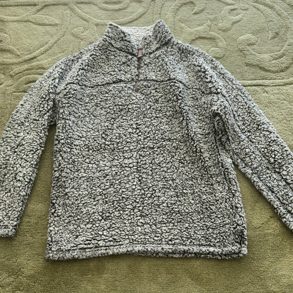True Grit Gray Sherpa Zip-Up Pullover